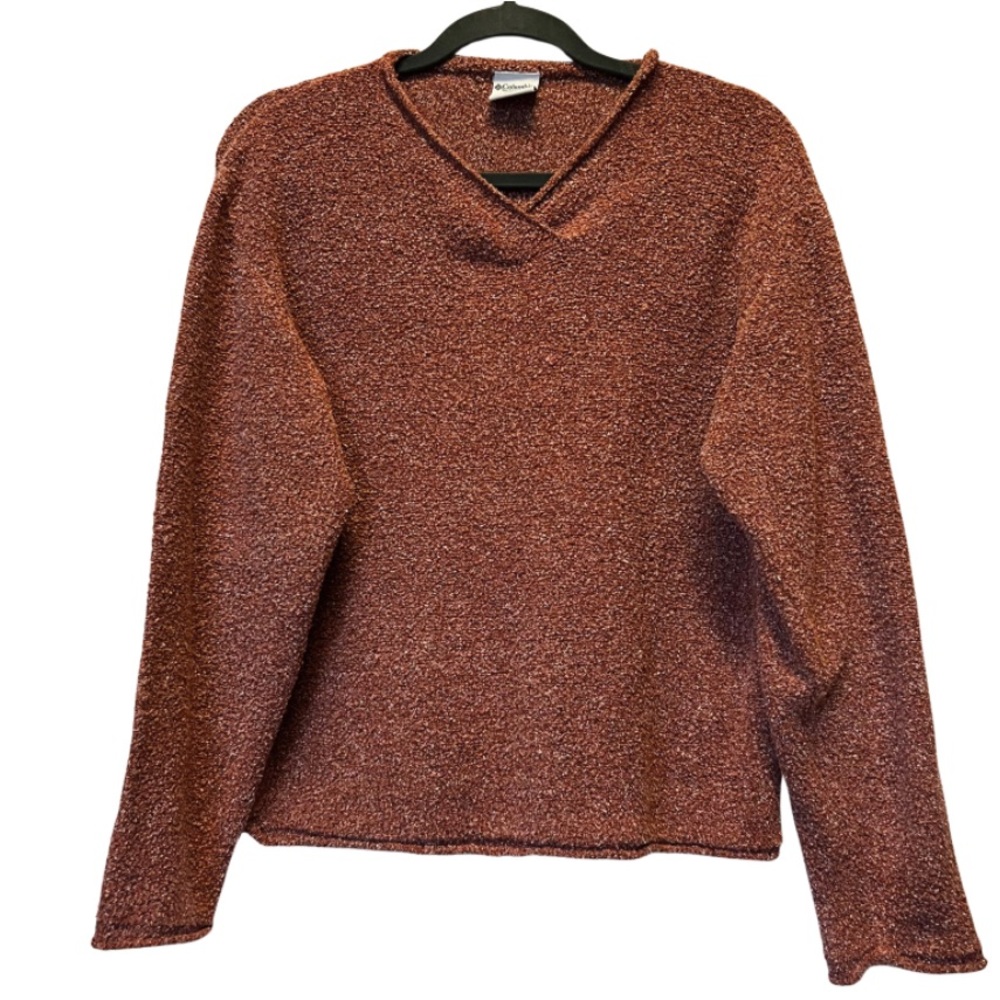 Columbia Womens Outdoor Wrap Neck Nubby Knit Pullover Sweater